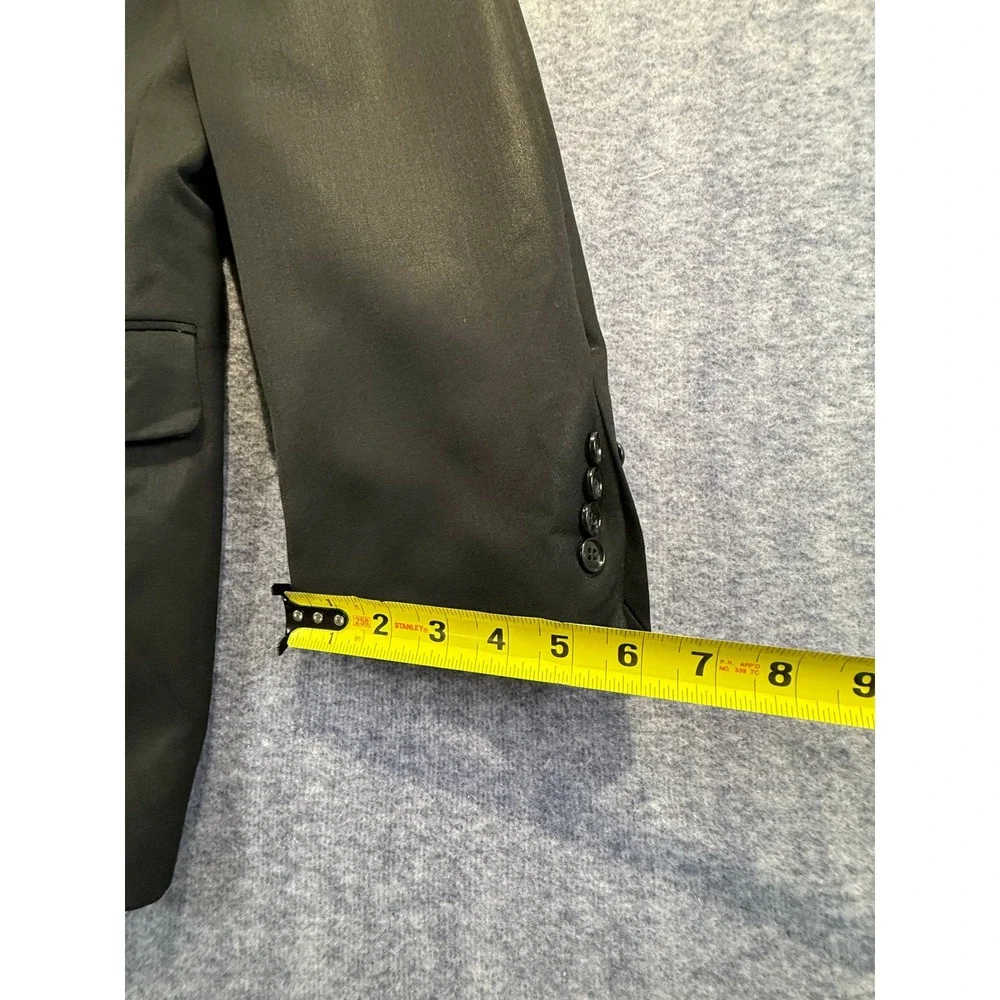 Albert Nipon Mens Suit Blazer Black 3 Button Wool Blend Jacket Formal Business